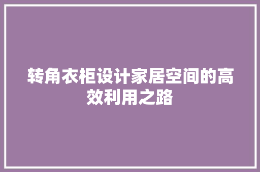 转角衣柜设计家居空间的高效利用之路