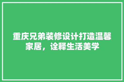 重庆兄弟装修设计打造温馨家居，诠释生活美学