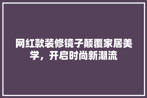 网红款装修镜子颠覆家居美学，开启时尚新潮流