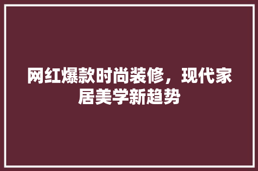 网红爆款时尚装修，现代家居美学新趋势