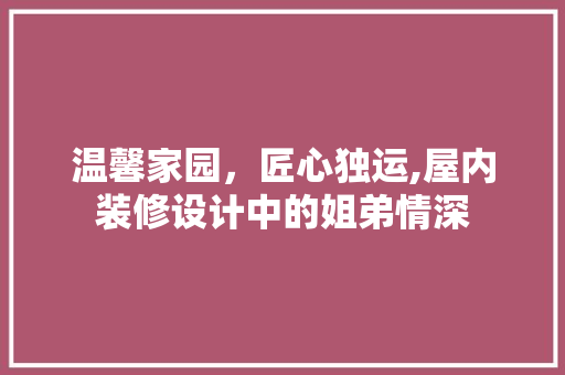 温馨家园，匠心独运,屋内装修设计中的姐弟情深