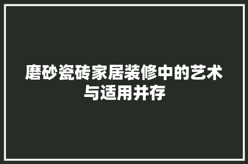 磨砂瓷砖家居装修中的艺术与适用并存  第1张