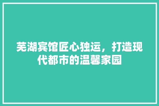 芜湖宾馆匠心独运，打造现代都市的温馨家园  第1张