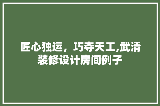 匠心独运，巧夺天工,武清装修设计房间例子