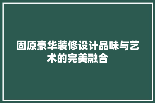 固原豪华装修设计品味与艺术的完美融合