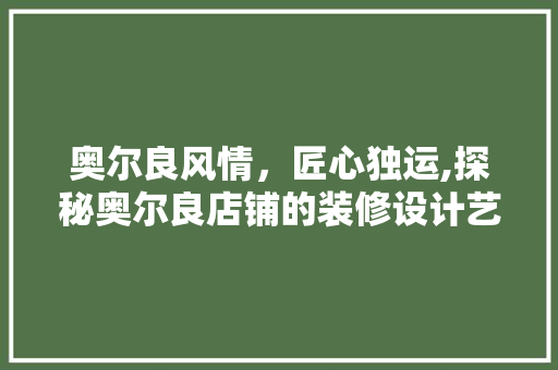奥尔良风情，匠心独运,探秘奥尔良店铺的装修设计艺术