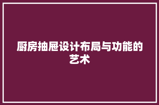 厨房抽屉设计布局与功能的艺术