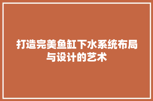 打造完美鱼缸下水系统布局与设计的艺术