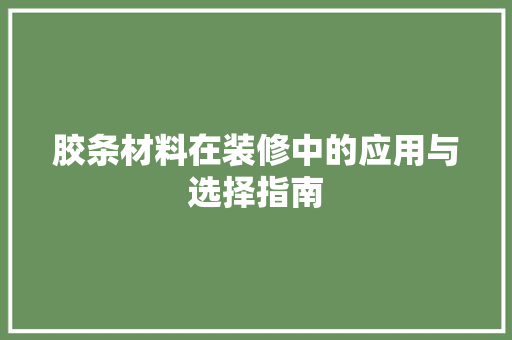 胶条材料在装修中的应用与选择指南