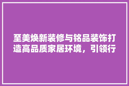 至美焕新装修与铭品装饰打造高品质家居环境，引领行业新潮流