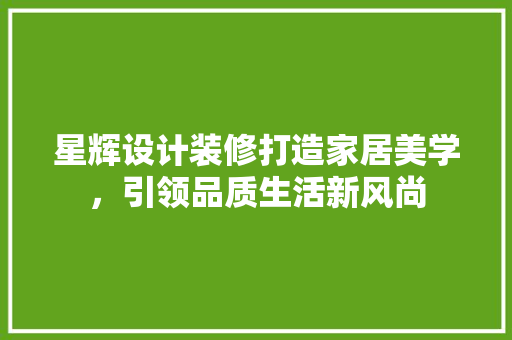 星辉设计装修打造家居美学，引领品质生活新风尚