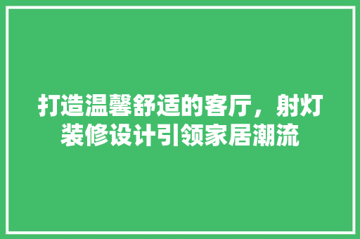 打造温馨舒适的客厅，射灯装修设计引领家居潮流