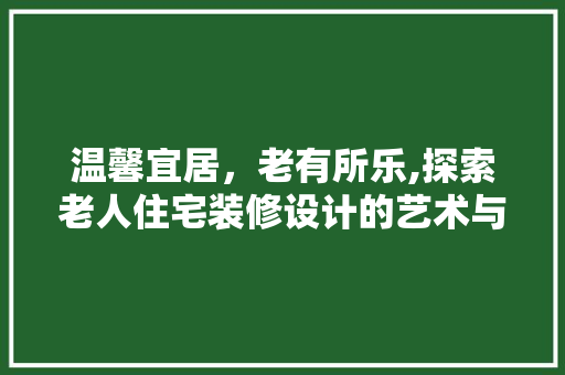 温馨宜居，老有所乐,探索老人住宅装修设计的艺术与科学