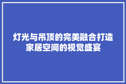 灯光与吊顶的完美融合打造家居空间的视觉盛宴