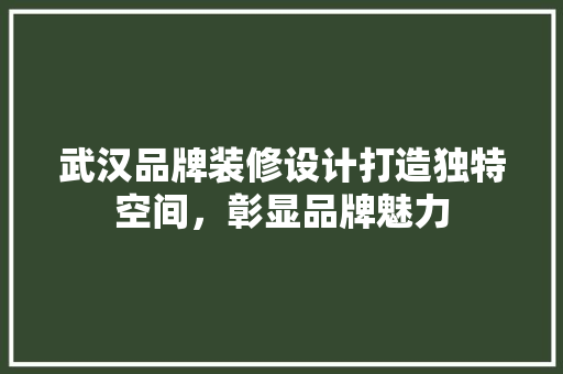 武汉品牌装修设计打造独特空间，彰显品牌魅力