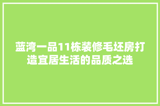 蓝湾一品11栋装修毛坯房打造宜居生活的品质之选