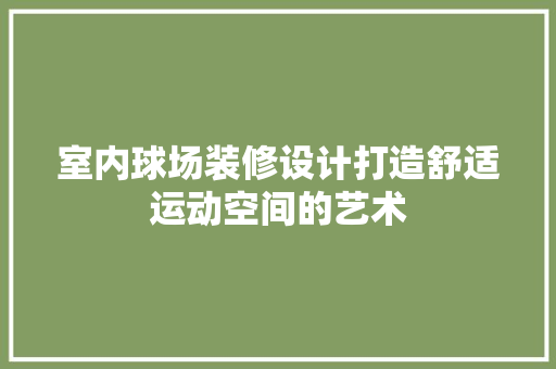 室内球场装修设计打造舒适运动空间的艺术