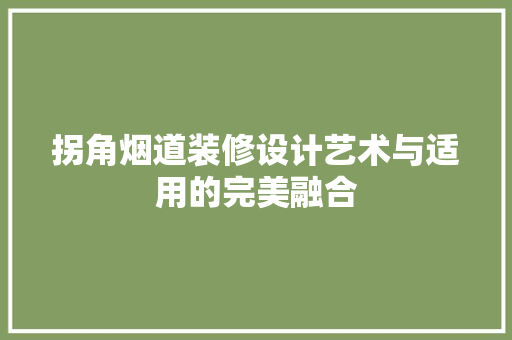 拐角烟道装修设计艺术与适用的完美融合