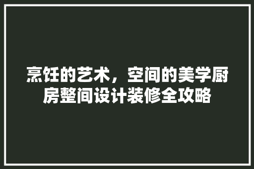烹饪的艺术，空间的美学厨房整间设计装修全攻略
