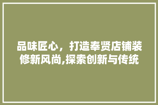 品味匠心，打造奉贤店铺装修新风尚,探索创新与传统的完美融合