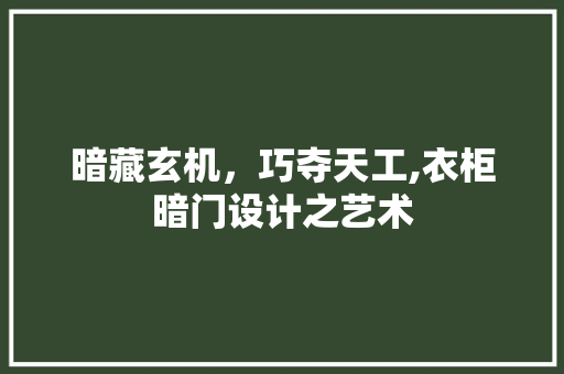 暗藏玄机，巧夺天工,衣柜暗门设计之艺术