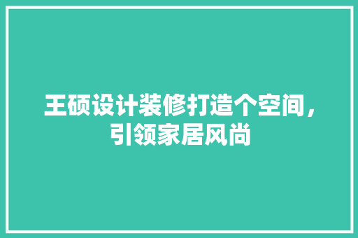 王硕设计装修打造个空间，引领家居风尚