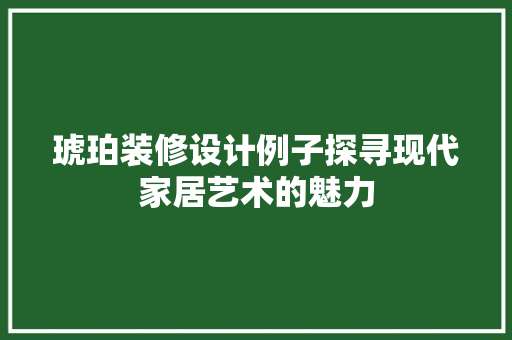 琥珀装修设计例子探寻现代家居艺术的魅力  第1张