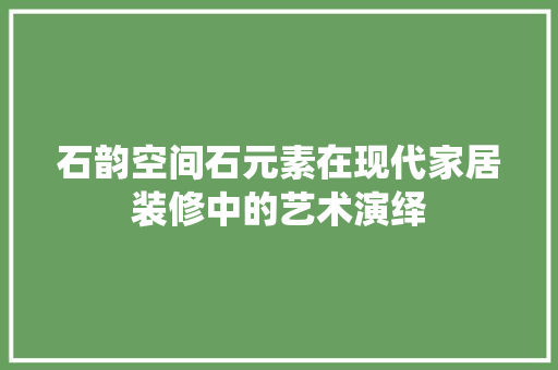 石韵空间石元素在现代家居装修中的艺术演绎