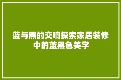 蓝与黑的交响探索家居装修中的蓝黑色美学