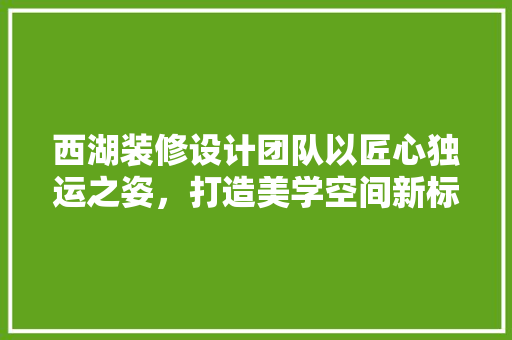 西湖装修设计团队以匠心独运之姿，打造美学空间新标杆