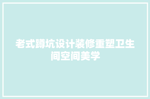 老式蹲坑设计装修重塑卫生间空间美学