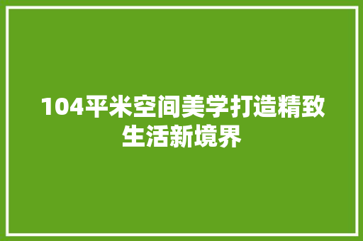 104平米空间美学打造精致生活新境界  第1张