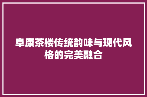 阜康茶楼传统韵味与现代风格的完美融合
