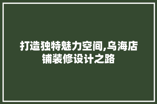 打造独特魅力空间,乌海店铺装修设计之路  第1张