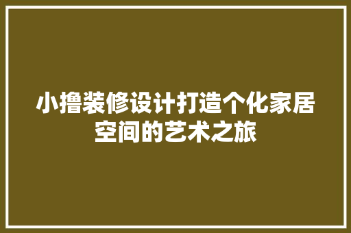小撸装修设计打造个化家居空间的艺术之旅