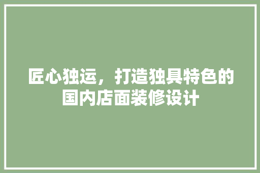 匠心独运，打造独具特色的国内店面装修设计