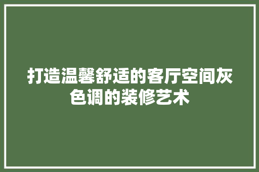 打造温馨舒适的客厅空间灰色调的装修艺术