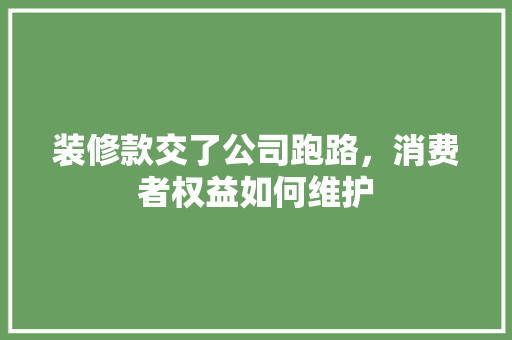 装修款交了公司跑路，消费者权益如何维护