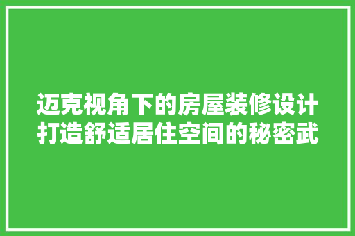 迈克视角下的房屋装修设计打造舒适居住空间的秘密武器