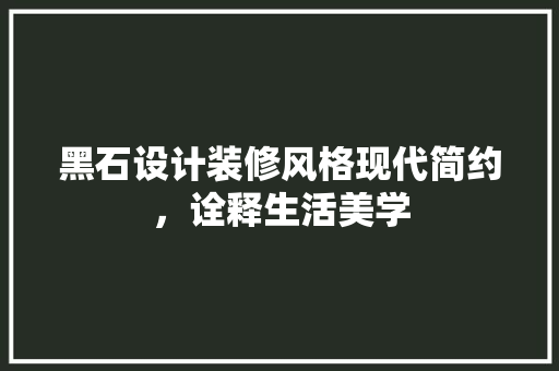 黑石设计装修风格现代简约，诠释生活美学