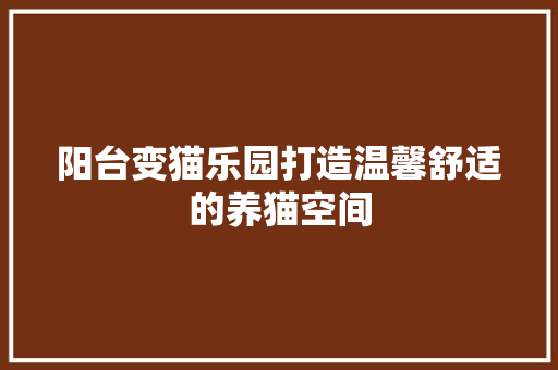 阳台变猫乐园打造温馨舒适的养猫空间