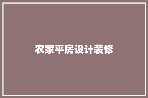 农家平房设计装修