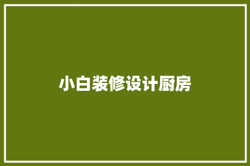 小白装修设计厨房