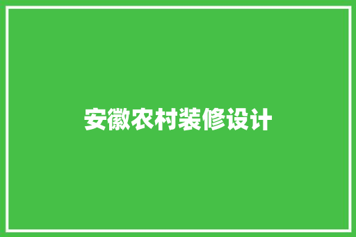 安徽农村装修设计