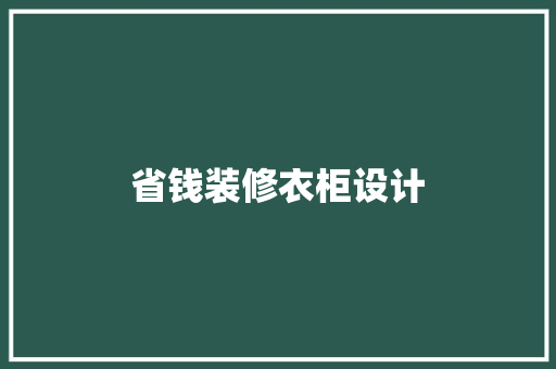 省钱装修衣柜设计