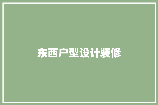 东西户型设计装修