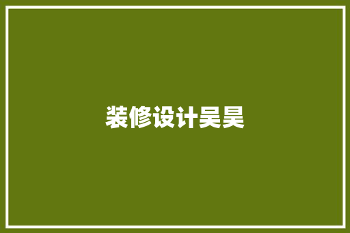 装修设计吴昊