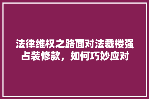 法律维权之路面对法裁楼强占装修款，如何巧妙应对