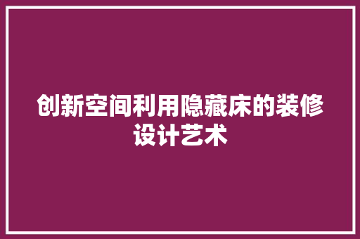 创新空间利用隐藏床的装修设计艺术