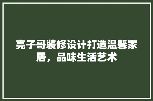 亮子哥装修设计打造温馨家居，品味生活艺术
